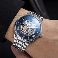 Montres pour hommes Sinobi Marque de luxe Design de cadran creux Montre pour hommes en acier inoxydable Montre mécanique à remontage manuel Relegio Masculino