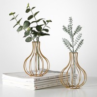 Conteneur minimaliste nordique pour plantes hydroponiques, terrarium, vase en métal et en verre pour la décoration de la maison