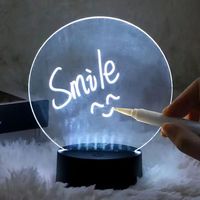 Tableau mémo LED en acrylique, panneau lumineux, cadeau, télécommande couleur, base de lampe de nuit 3D DIY avec stylo
