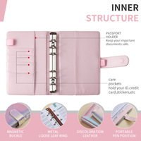 Carnet de composition A6 en cuir à feuilles mobiles avec enveloppes à monnaie, fermeture éclair et bouton-pression – Suivi des dépenses et planificateur scolaire