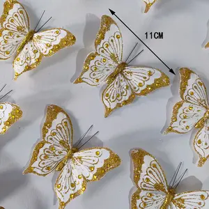 Bf18006 long lanh LÔNG BƯỚM nhân tạo bán buôn cho trang trí đám cưới trang trí Giáng sinh hoa sắp xếp - Product Image 1