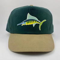 2 tonos verde caqui 100% algodón Retro Pez espada pesca sombrero sin estructura Snapback gorra Vintage pez parche para deporte al aire libre verano
