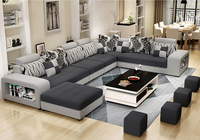 Sofá Cama para Sala de Estar, Juego de Muebles para el Hogar, Sofá Esquinero en Forma de U de Lujo, Estilo Moderno, Tapizado en Tela, 7 Plazas, Muebles para Dormitorio