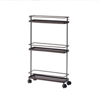 Chariot de rangement moderne en métal doré, 3 niveaux, chariot à roulettes avec 2 freins, vente en gros,
