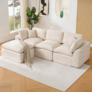 Juego de Sofás de Terciopelo sin Marco en Forma de L, Combinación Europea y Americana, Relleno de Esponja de Alta Densidad, Móvil, para Comercio Transfronterizo - Product Image 1