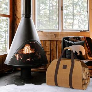 Free Sample Leather <b>Log</b> <b>Carrier</b> Firewood <b>Carrier</b> Bulk Storage Wood Fireplace Canvas Waxed Holder <b>Bags</b> at factory prices - Product Image 6