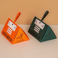 Bedruckbare Faltbare Dreieckige Mini-Tee-Geschenkbox Tragbare Grüne Papier-Tee-Verpackungsbox mit Bandgriff für Teebeutel
