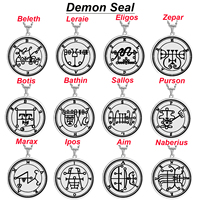 Collier pendentif en acier inoxydable, couleur roi Asmoday Sigil, origine démon, sceau moindre clé de salomon Goetia amulette Talisman