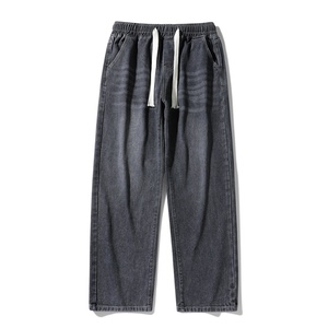 <span class=keywords><strong>Pantalones</strong></span> Vaqueros de Mezclilla Suave Lavada para <span class=keywords><strong>Hombre</strong></span>, Estilo Americano, Corte Holgado, Casual, Pierna Ancha, Rectos, para Otoño - Product Image 2
