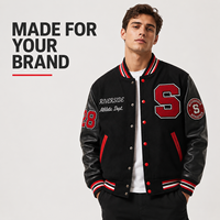 Veste universitaire personnalisée en chenille pour homme, mélange de laine, manches en similicuir, veste de baseball, logo personnalisé, veste universitaire en laine OEM