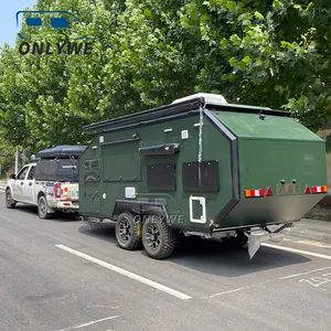 ONLYWE tenda berkemah perjalanan, Trailer Pop Up tenda Kemah Mobile Off Road karavan perjalanan dengan bangku kamar mandi