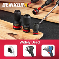 Adaptador de Broca Geinxurn Cuadrado Hexagonal 1/4 3/8 1/2 S2 de Grado Industrial Negro+Rojo, Conversión Rápida y Fácil para Taladro de Impacto