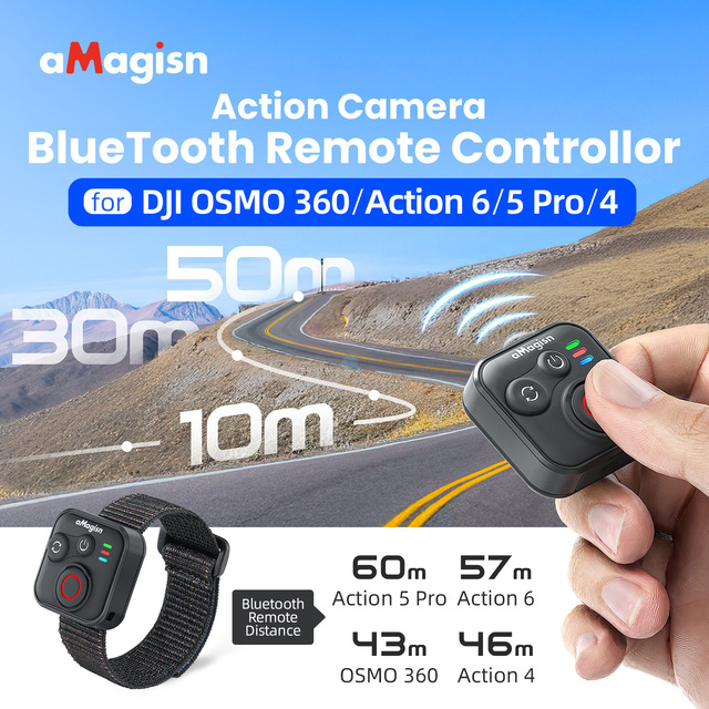 AMagisn Bluetooth Remote Control for DJI OSM0, 360 Action 6, 5 Pro and 4 Wireless Remote