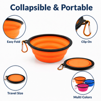Bol pliable pour chien, coloré, 350 ml, portable, étanche, en silicone écologique, solide, pliable, pour l'extérieur