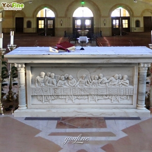 Altar de Mármol Blanco Tallado a Mano, Estilo Moderno, para Iglesia - Product Image 6
