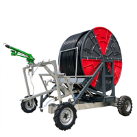 Arroseur mobile JP75-300 pour terres agricoles, entraîné par une turbine, avec enrouleur de tuyau électrique