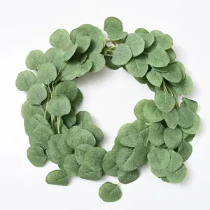인공 도매 핫 세일 유칼립투스 화환 좋은 품질의 녹색 화환 잎