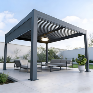 Gazebo en alliage <span class=keywords><strong>d</strong></span>'<span class=keywords><strong>aluminium</strong></span> avec toit à persiennes réglables pour terrasse extérieure, <span class=keywords><strong>jardin</strong></span>, patio, 12x12 pieds - Product Image 4