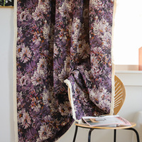 Rideau Jacquard de style américain avec peinture à l'huile transfrontalière Rideaux de fenêtre de balcon de cuisine épais pour la maison Hôtel pour