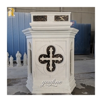 Púlpito de piedra de mármol blanco de decoración religiosa tallada a mano para Iglesia