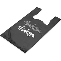Sacs en plastique HDPE noirs type T-shirt avec message 'Merci' pour le commerce de détail, les supermarchés et les courses