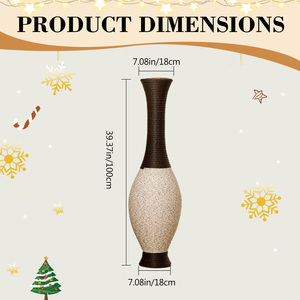 Vaso da terra in PVC effetto rattan intrecciato a mano, 39-37 pollici di altezza, marrone beige bicolore, vaso decorativo per l'arredamento della casa - Product Image 3