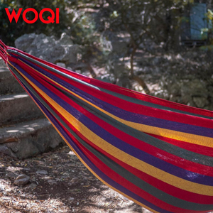 WOQI Hamaca <span class=keywords><strong>de</strong></span> lona <span class=keywords><strong>de</strong></span> algodón ligera portátil para acampar al aire libre Senderismo Viajar Jardín familiar Uso en la <span class=keywords><strong>playa</strong></span> - Product Image 6