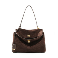 Sac d'été personnalisé en cuir véritable avec logo, en daim et cuir de vachette givré, rigide, tridimensionnel, pour les trajets quotidiens, haut de gamme, grande capacité