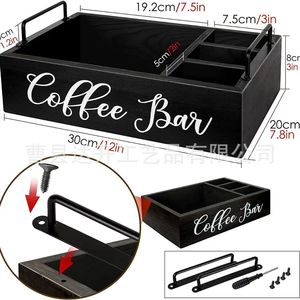 กล่องเก็บของบาร์กาแฟไม้โครงไม้เนื้อแข็งสไตล์ย้อนยุคออแกไนเซอร์ครัวอเนกประสงค์ - Product Image 4