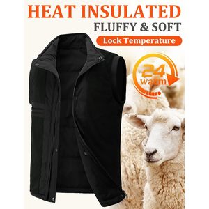 Gilet matelassé d'hiver pour homme FOXA, veste sans manches épaisse doublée de polaire, noir, grande taille, coupe-vent, vêtements d'extérieur - Product Image 2