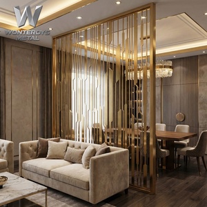 Divisor de Acero Inoxidable 304, Pantalla Metálica de Hierro Cortada con Láser, Dorado, OEM, para Diseño de Hoteles, Salones, Vestíbulos, Diseño de Interiores - Product Image 6