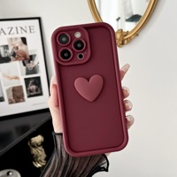 Nouvelle Coque de Téléphone 3D Cœur d'Amour pour iPhone 18 17 16 15 Pro Max 14 13 Plus 12 11 XS Max XR, Protection Givrée de l'Objectif, Housse Souple