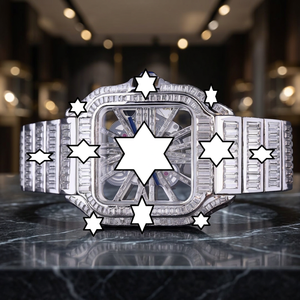 นาฬิกา Skeleton Bageutte Luxury VVS Moissanite Iced Out แบบอัตโนมัติ ขอบเพชรทรงสี่เหลี่ยม สไตล์ฮิปฮอป - Product Image 1