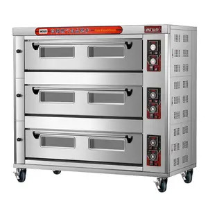 Commercial baking oven 3 deck 9 trays for bread /cake/ biscuits/bakery gas pizza ovens