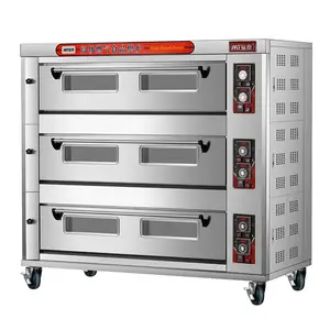 Commerciële Bakoven 3 Dek 9 Dienbladen Voor Brood/Cake/Koekjes/Bakkerij Gas Pizza Ovens