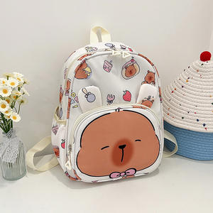 防水カピバラ柄リュックサック、男の子女の子向けのかわいい漫画風子供用スクールバッグ - Product Image 4