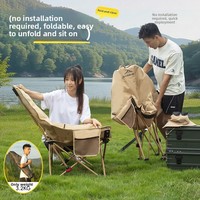 Chaise de jardin pliable et portable en acier carbone avec assise rembourrée en tissu Oxford pour l'extérieur, le camping, la plage et la pêche
