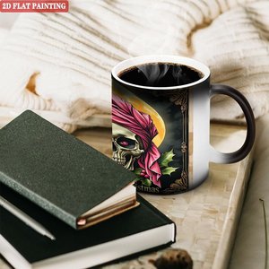 Tasse Magique Noire Givrée 11oz en Céramique à Changement de Couleur Activé par la Chaleur – Design Halloween Est Ma Noël - Product Image 3