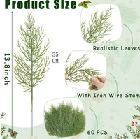 Vente en gros de brindilles artificielles de cèdre argentées scintillantes avec baies rouges, fausses brindilles de pin pour couronnes de Noël, vases et décorations de fêtes
