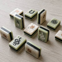 Set Mahjong Amerika Modern Bergaya Pedesaan Mewah Warna Hijau Sage dan Mutiara Gading 2026, 160 Buah, Ubin Akrilik Berukir Portabel