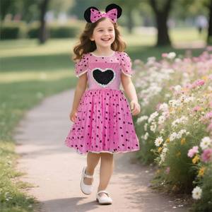 Robe en tulle rose à paillettes pour filles, robe de princesse mignonne, personnalisée pour la Journée des enfants - Product Image 2