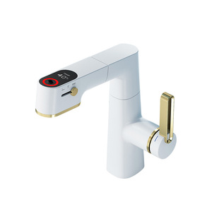 Jboyun Basin Faucet Single Handle Ceramic Valve Touch Sensor Deck <b>Mounted</b> Pull Out <b>Spray</b> With Digital Display - Product Image 5