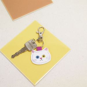 New Leather Cat Keychain Cute Animal <b>Bag</b> Pendant High Quality PU Leather Car Keychain Cat Keychain - Product Image 3