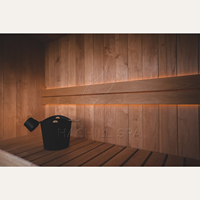 Hachillspa Spiegel Glas Sauna kabine Massiv Thermo holz Konstruktion Thermo Holz LED-Leuchten Premium Schindel dach 2 Level Sauna