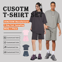 Op maat gemaakte LOGO Groothandel Zomer Hoge Kwaliteit Snel Droogende Casual Zakken Trainings Jogging Oversized T-shirt en Shorts Set voor Heren