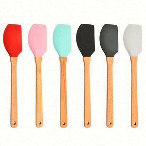 Wholesale Non-Stick Eco-Friendly Flexible Reusable <b>Silicone</b> Wood Handle Multi-Function Oven Safe <b>Baking</b> Pastry Spatula LFGB - Product Image 4