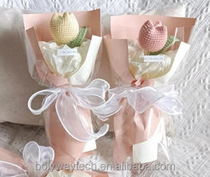 ช่อดอกไม้โครเชต์ถักมือแบบคลาสสิกทรงดอกทิวลิปปิด  ขายส่ง - Product Image 5