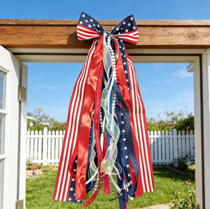 Adorno de lazo con bandera americana, colgador decorativo para puerta del Día de la Independencia, para decoración de fiestas y escaparates. - Product Image 1