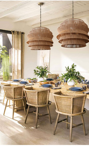 Lampadario a Tamburo Grande in Corda di Canapa Antigua, Moderno e Lussuoso, Personalizzabile, con Attacco E26, Altezza Regolabile, Lampada a Sospensione per Interni che Protegge gli Occhi - Product Image 2