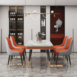 Table à manger de luxe moderne personnalisée avec dessus en marbre Mobilier de maison contemporaine pour salle à manger combinaison - Product Image 5